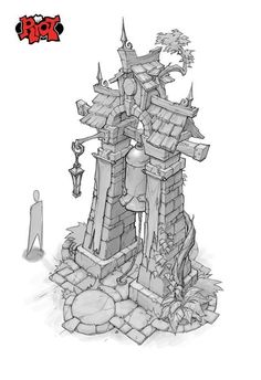 a drawing of a castle made out of rocks