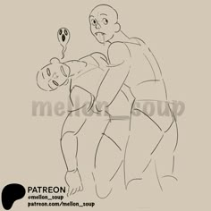 a drawing of a man holding another man