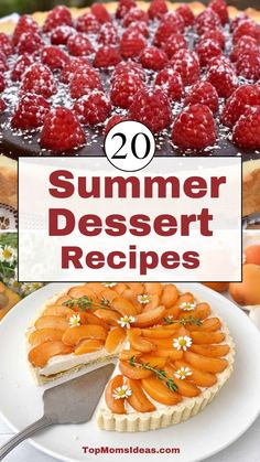 some desserts with strawberries on top and the title overlay reads 20 summer dessert recipes