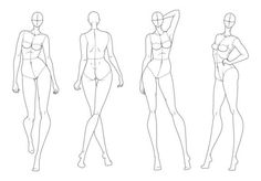 the silhouettes of female mannequins are shown in three different positions, each with