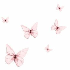 several pink butterflies flying in the air