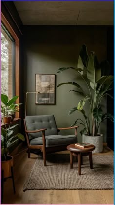 a living room filled with furniture and a potted plant