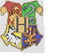 a cross stitch pattern with the letter h in it's center and two different colors