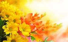 a vase filled with yellow and pink flowers