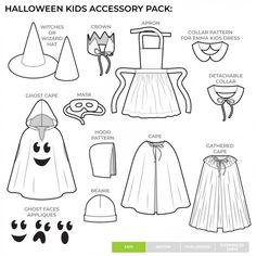 the halloween kids'accessory pack includes capes, ponchies and other accessories