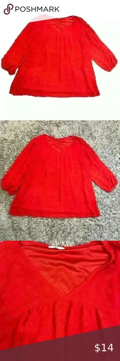 JODIFL Red Swiss Dot Pattern Top Size M