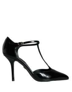 Dolce & Gabbana Black Leather T-strap Stiletto High Heels Shoes Model Heels, T Strap Heels, High Heels Shoes, Dolce E Gabbana, Patent Leather Pumps, Boot Pumps, Heels Sandals, Footwear Design Women, High Heels Stilettos