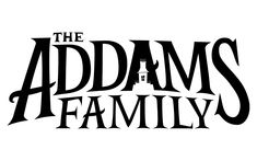 the adams's family logo, with black and white lettering on a white background