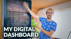 a man standing in front of a blackboard with the words my digital dashboard on it