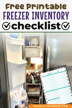 the freezer inventory checklist is organized and ready to be filled with fresh food