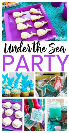 under the sea party with blue and purple food