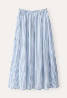 Poetry - Striped cotton A-line skirt Poetry Fashion, White Honey, Aline Skirt, Summer Stripes, Petrol Blue, Buckle Sandals, Linen Trousers, Box Pleats, Cotton Voile