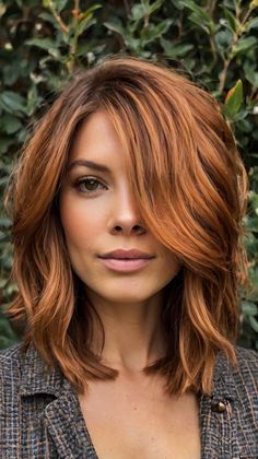 Effortless Half-Up Half-Down with Fall Hair Colors Copper Highlights for a Chic Look 💁‍♀️ Copper Hair With Lowlights, Copper Brown Hair With Highlights, Highlights On Black Hair, Copper Brown Hair, Hair With Lowlights, Highlight Ideas