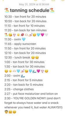 Tanning Time Schedule, Perfect Tanning Schedule, Fast Tanning Tips In The Sun, Preppy Routines