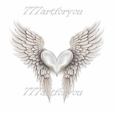 an angel heart with wings and the words i love you written in white on a white background