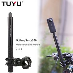 an image of a bike handlebar with the text gopro / insta360