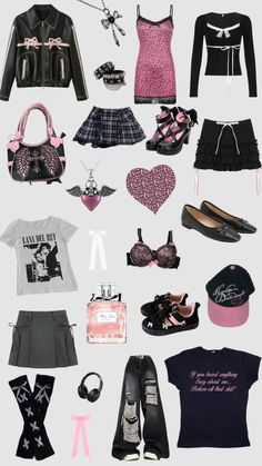 grunge coquette pink black white grungette coquemo emo alt cute girl aesthetic clothes board inspo jewelery accessories style fashion #outfitinspo #inspoboard #pink #black #fashion #grunge #coquette Pink Grunge Outfits, Pink Grunge Aesthetic Outfits, Pink Grunge Aesthetic, Pink Emo, Outfit Grunge, Pink Grunge, Clothes Board, Grunge Coquette, Alt Clothes