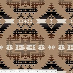 a brown and white native style pattern with arrows in the center, on a tan background