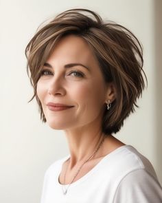 2 Layer Bob Haircut, Short Style For Thick Hair, Women Short Layered Haircuts, Bob Over 40 Short, Hairstyles That Add Volume, Pixie For Fine Hair Over 40, Short Highlighted Hairstyles, Short Layered Bob Hairstyles For Fine Hair, Short Bob Haircuts With Layers Fine Hair