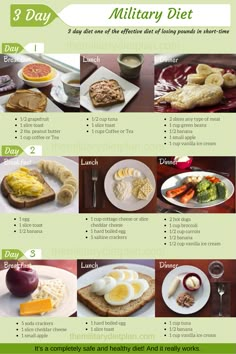 3 day military diet or 3 day diet is one of the effective diet of losing pounds a short time. You must eat just what is listed. Nothing more, nothing less. You'll be able to lose up to 40 pounds (18 kg) in a month if you follow this diet correctly. It's a completely safe and healthy diet! And it really works. 3 Day Military, 3 Day Diet, Effective Diet, Diet Chart, Lose 10 Pounds, Detox Smoothie, Eating Plans, 10 Pounds, Diet Tips