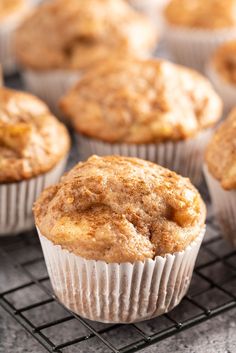 freshly baked muffins cooling on a wire rack