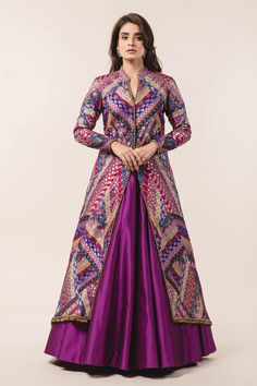 Indian Gown With Jacket, Skirt With Jacket Outfit Indian, Long Jacket Style Suits For Women Indian, Saree Used As Dress, Anarkali Jacket Style, Gown And Jacket Outfit, Brocade Jacket Outfit, Jacket Suit Designs For Women, Jacket Pattern Kurti