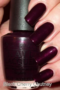 OPI black cherry cutney Black Cherry Opi, Black Cherry Nail Color, Dark Cherry Red Nail Polish, Black Cherry Nail Polish, Opi Oxblood Nail Polish, Black Cherry Nails, Black Cherry Color, Opi Black, Opi Nail Polish