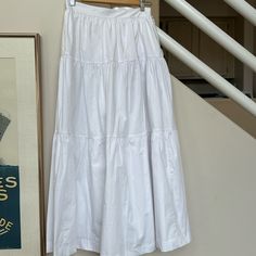 Reposhing This Item I Purchased From @Solouno57. Loved It, But Ready To Rotate For Something New. Questions? Leave A Comment Below! Fitted Staud Bottoms For Spring, Tier Skirt, Tiered Skirt, Women Skirts Midi, Leave A Comment, Something New, Midi Skirt, Womens Skirt, Color White