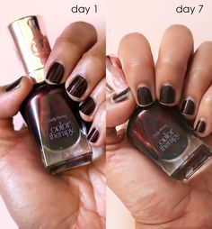 sally hansen color therapy falling deep swatch before after Harp Notes, Before And After Pics, Makeup And Beauty Blog, Seven Days, Sally Hansen, Love Hair, Nail Polish Colors, Color Therapy