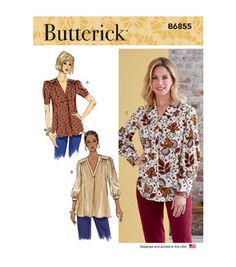 a women's blouse and pants sewing pattern, butterick b8855