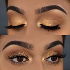 Brown And Gold Eyeshadow, Gold Eyeshadow Looks, Make Up Gold, Blue Eyeshadow Looks, Eyeshadow Tips, Gold Eyeshadow, Makijaż Smokey Eye, Gold Makeup, Brown Eyeshadow