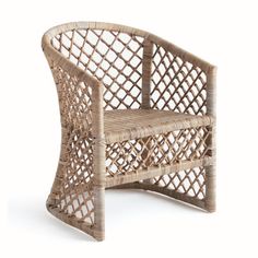 a wicker chair on a white background