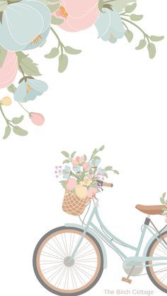 a blue bicycle with flowers on the front