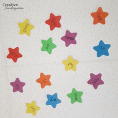 colorful stars with words written on them