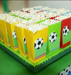 there is a cake that looks like popcorn boxes