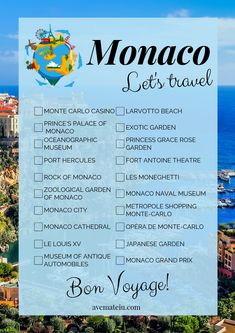 the best things to do in monaco, france with text overlay that says monaco lets travel