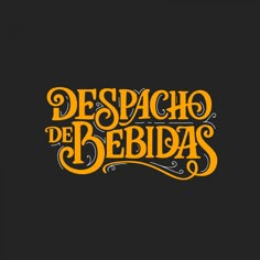 the words despaccho de bebias are in orange and black on a black background