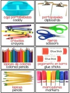 there are many different types of crayons on this page and the names in each one