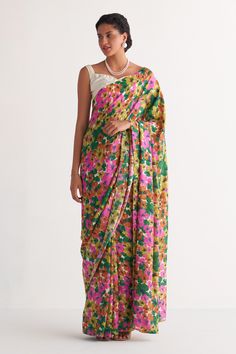 Multi-colored pure silk woven saree with water color floral digital print.
Components: 1
Pattern: Digital printed
Type Of Work: Woven, Water color floral
Fabric: Pure silk
Color: Multi Color
Other Details: 
Note : Blouse worn by the model is not for sale.
Occasion: Mehendi and Haldi - Aza Fashions Water Color Floral, Floral Digital Print, Floral Print Sarees, Floral Saree, Saree For Women, Printed Saree, Indian Fashion Designers, Pernia Pop Up Shop, Fashion App