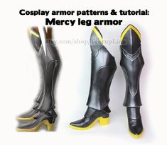 "Game up your Mercy cosplay with printable patterns and tutorial to make boot armor: greaves, knee, foot armor, and boot paint outline. Materials, finished product are not included. Instructions are in English only. Save yourself hours of pattern drafting and headaches on your cosplay, and just print out 8 pages. Meticulously drafted for an accurate and comfortable boot armor design. Photography by sipofsweettea.com Use this greave pattern as a base and alter it for more characters! Included in Foam Costume Pattern, Costume Armour Foam Armor, Dwarven Cosplay, Ow Mercy, Cosplay Tricks, Cosplay Diys, Mercy Cosplay, Cosplay Crafts, Armor Pattern