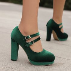 Customized Product. is not eligible for return. Ship In 5-15 Days.Fabric Material: VelvetColor: Black. Wine red. GreenHeels Height: 10.5cm/4.14" Green Round Toe Heels For Fall, Closed Toe Court Shoes With Buckle For Party, Fall Party Court Shoes With Closed Toe, Green Platform Heels For Fall, Fitted Green Heels With Round Toe, Block Heel Court Shoes For Party In Fall, Block Heel Court Shoes For Fall Party, Heels With Buckle Closure For Party In Fall, Fall Party Court Shoes With Block Heel