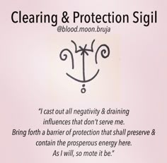 a pink background with the words clearing and protection sigil