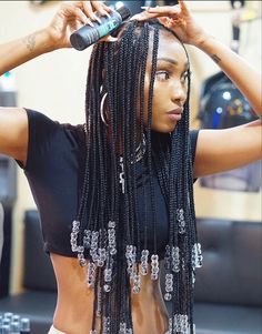 Safety Pin Braids, Beaded Box Braids, Editorial Braids, Hairstyles For Black Women Cornrows, Girl Braided Hairstyles, Black Women Cornrows, Women Cornrows, Braided Hairstyles For Black Women Cornrows