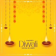 Happy diwali yellow decorative card with... | Free Vector #Freepik #freevector #shubh-diwali #diwali-wishes #happy-diwali-deepavali #diwali-banner Hanging Diya, Diwali Fireworks, Diya Designs, Diwali Lamps, Diwali Greeting Cards, Diwali Festival Of Lights, Diwali Greetings, Ganesh Wallpaper, Festival Background