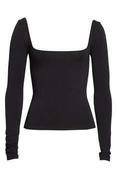 A stretch cotton staple top steps away from the standard with a poetically romantic squared neckline for extra style points. 20" length (size Medium) Staple Tops, Squared Neckline, Square Neck Long Sleeve, Cotton Knit, Stretch Cotton, Square Neck, Knit Top, Open Shoulder Tops, Nordstrom