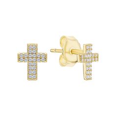 CUSHIONBLUE Fine Jewelry 14k Gold Diamond Cross Stud Earring, Cross Earring for Women, Minimalist Stud, Religious Jewelry, Gift For Her This beautiful Cross Stud Earring is Push Type Lock is set in real 14k solid Gold and You can also choose if you want this Stud Earring in 10K, and 925 Silver. This cross stud earring is a perfect gift for mom, wife, girlfriend, valentine, daughter, family, or friend. It is a special gift for mother's day, Valentine's day, weddings, anniversaries, birthdays, Chr Cross Earring, Elegant Gift Wrapping, Cross Earrings Studs, Beautiful Cross, Minimalist Studs, Earring For Women, Jewelry Christmas, Diamond Cross, Cross Earrings