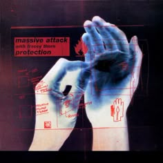 a poster with hands holding something in the air and writing on it that says massive attack with privacy more protection