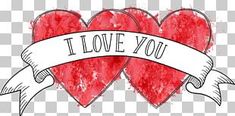 two hearts with ribbon and the words i love you on it png clipart