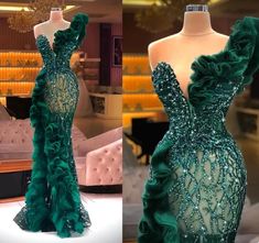 This stunning mermaid evening dress features intricate beaded appliques, side split ruffles, and - Golden Atelier Tulle Pattern, Vine Dress, Tulle Gowns, Empire Silhouette, Dress Glitter, Gorgeous Prom Dresses, Sleeveless Dresses, Princess Dresses, Senior Prom