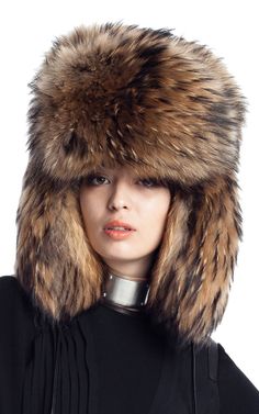 Raccoon Fur Hat Russian Hats, Raccoon Hat, Animal Therapy, Winter Fur Hat, Russian Hat, Yigal Azrouel, Fur Keychain, Animal Instinct, Fur Hats